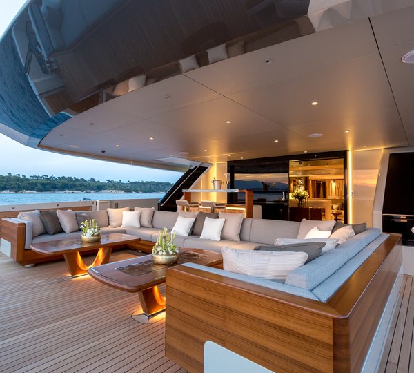 VERTIGE Main Aft Dek At Sunset