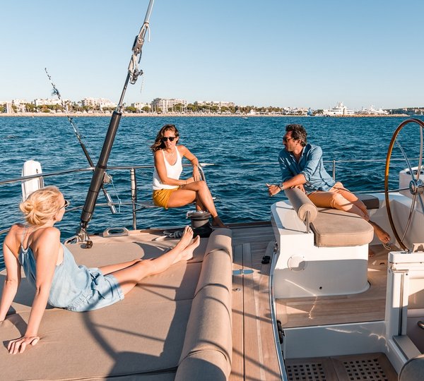 Charter Yacht Grand Bleu Vintage Cockpit Relaxing