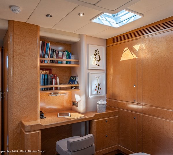 Charter Yacht Grand Bleu Vintage Guest Cabin Desk