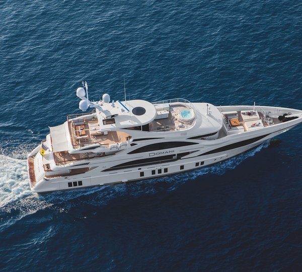 Running Aerial View Of The 45m Benetti Yacht DOMANI