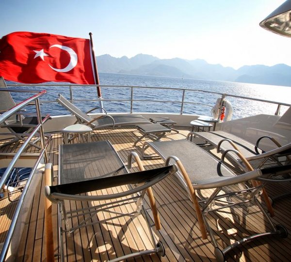 Sun loungers on deck