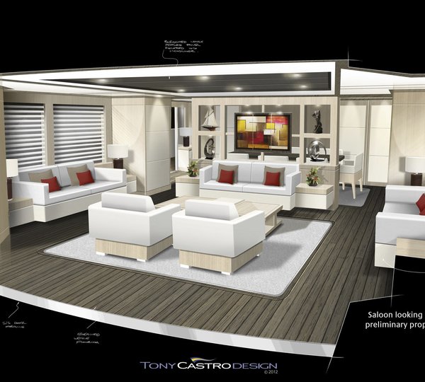 52m Bilgin Voyager 170 Yacht by Tony Castro Saloon looking forward