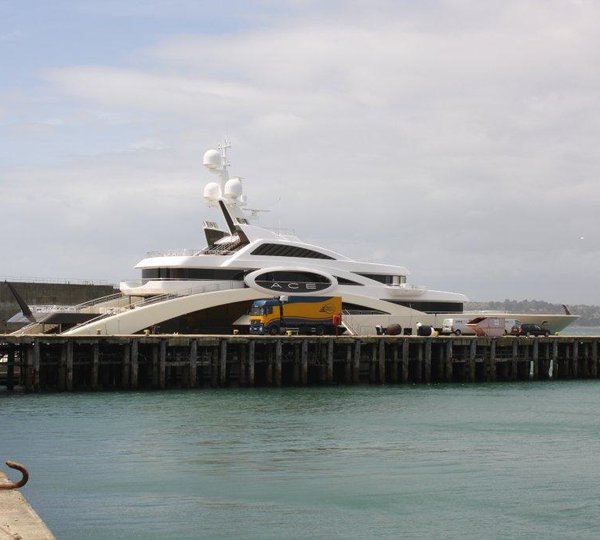 87m Lurssen megayacht ACE in Portland Harbour
