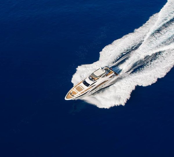 Amer 100 Yacht from above at full speed