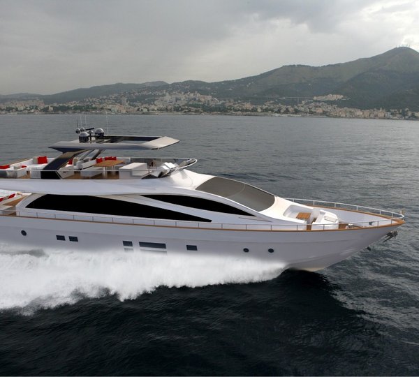 Amer 94 luxury yacht SAVE THE SEA underway