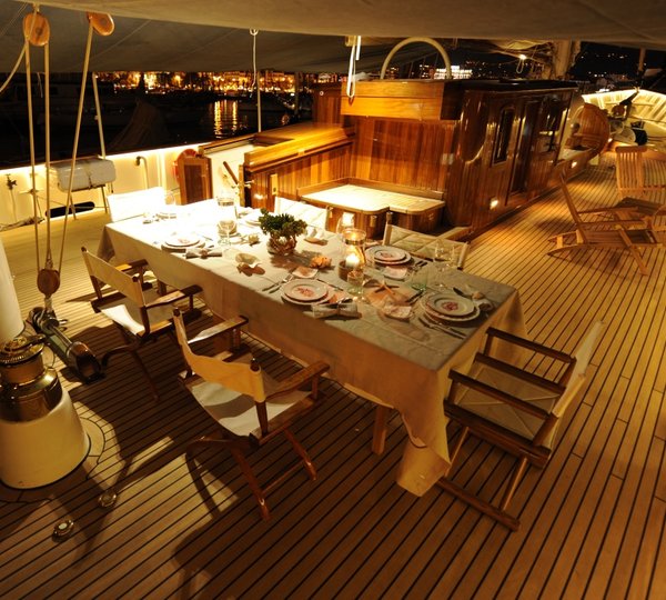 Classic Sailing Yacht XARIFA -  Dining on Deck