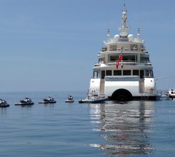 Feadship Superyacht Ecstasea -  Aft View with tenders and toys
