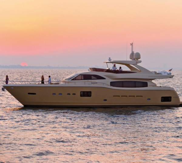 Ferretti Altura 840 at sunset