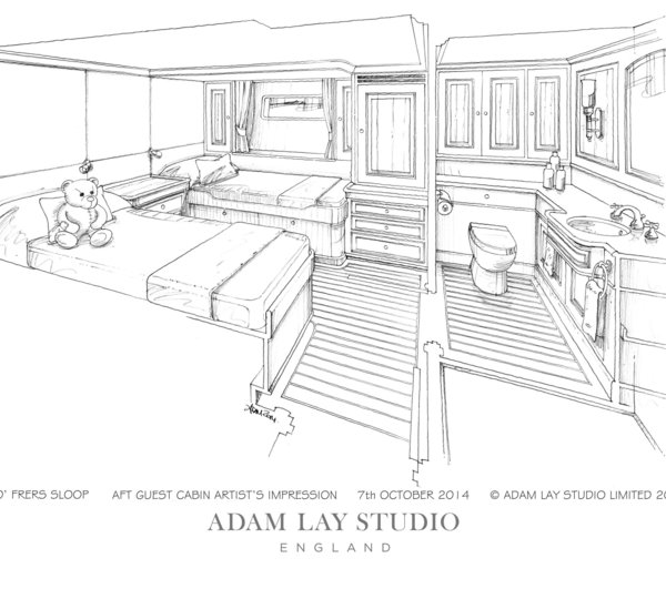 Frers Super Yacht Hull 1012 - Aft Guest Cabin