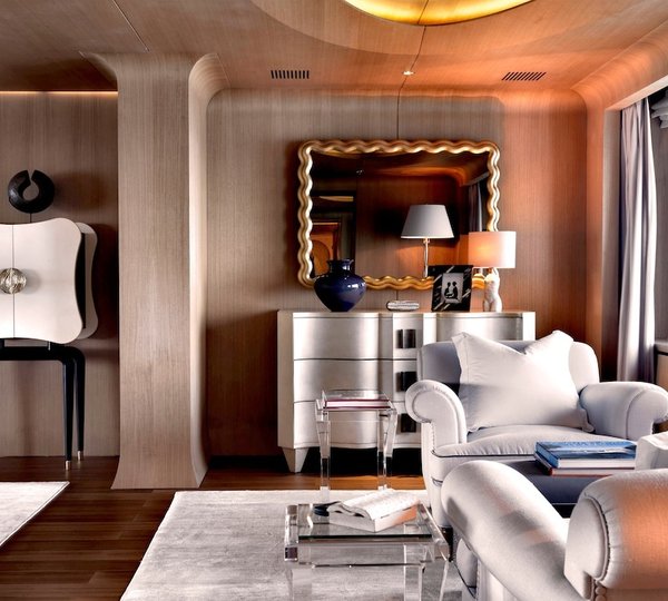 Interior of the stunning and elegant motor yacht Numptia by  Salvagni Architetti
