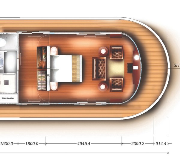 Kalay Pandaw yacht - owners suite floor plan