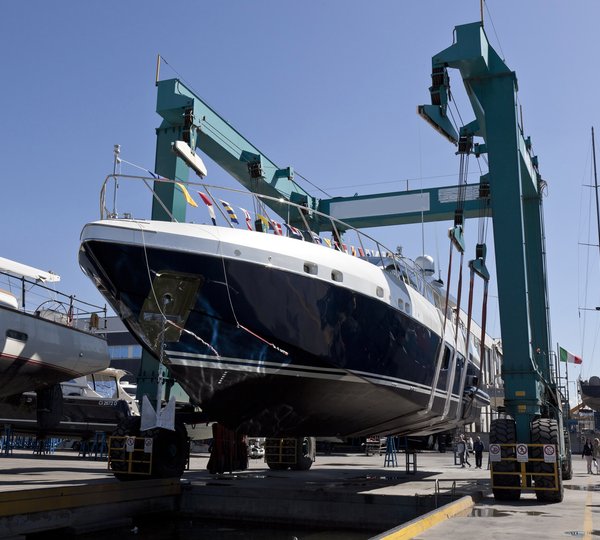 Launch of superyacht Mangusta 94
