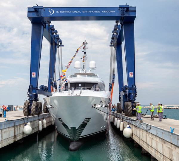 Launch of the 41m Aziza yacht at ISA - Photo by Zitti