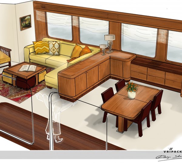 Luxury expedition yacht YN195 - Main salon