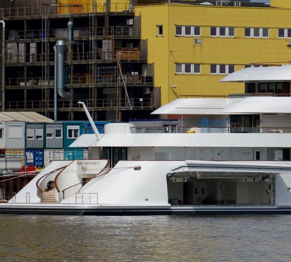 Luxury motor yacht GOLDEN ODYSSEY with her name clearly visible - Photo by DrDuu