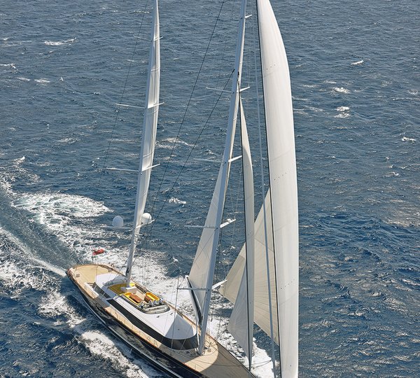 Luxury yacht MONDANGO 3 from above - Image by Chris Lewis
