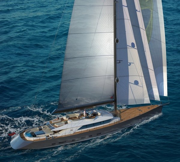 Luxury yacht Troy under sail