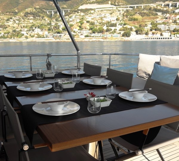MY MOONRAKER - Aft deck alfresco dining