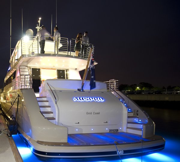 Motor yacht AUSPRO -  Aft View at Night