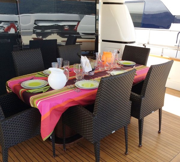 Motor yacht DOUBLE XELLE -  Aft Deck Dining