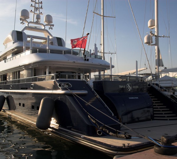 Nobiskrug luxury yacht Triple Seven rear view