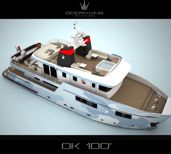 Ocean King 100 superyacht from above