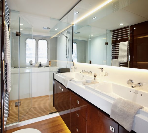 Princess 72 Motor Yacht Master Cabin Bathroom - Image courtesy of Princess Yachts International