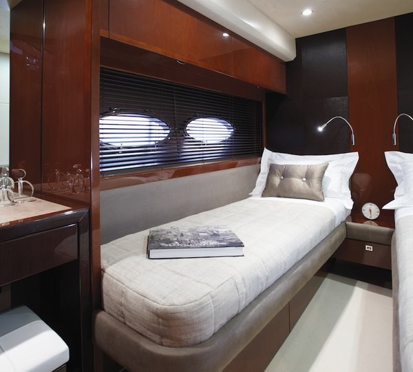 Princess 72 motor yacht twin cabin - Image courtesy of Princess Yachts International