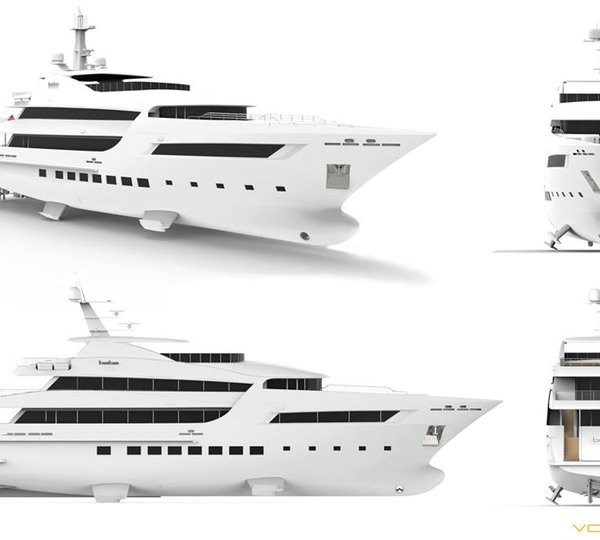 Renderings of the 47m superyacht BEBE - Image credit to Vosmarine