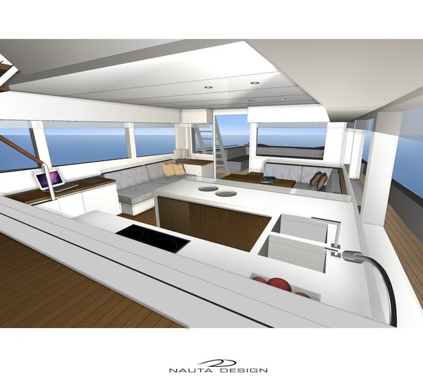 Rupert 80 yacht Galley up saloon fwd left