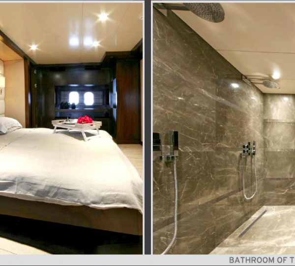 Sailing Yacht Infinity Master Cabin and Bathroom