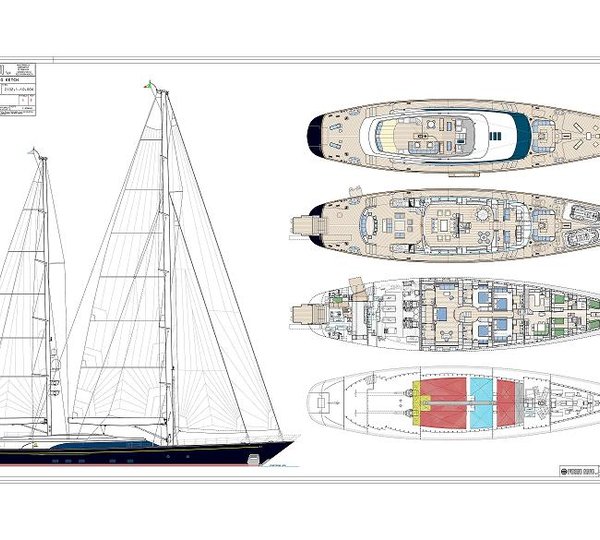 Sailing yacht FIDELIS -  Layout. Credit Perini Navi