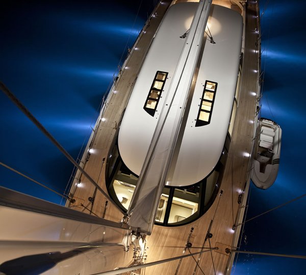 Sailing yacht Zefira From Above at Night