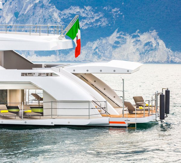 Side view of the beach club with balconies