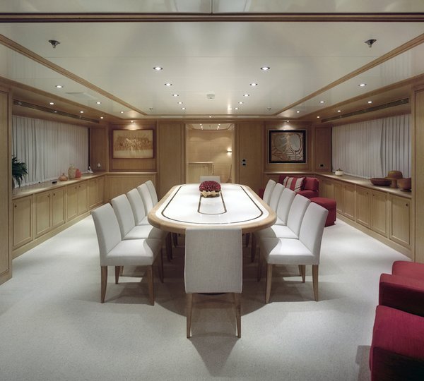 Stylish dining setting aboard FERDY