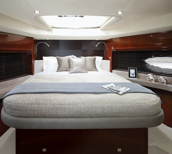 SuperYacht Princess 72 guest cabin - Image courtesy of Princess Yachts International