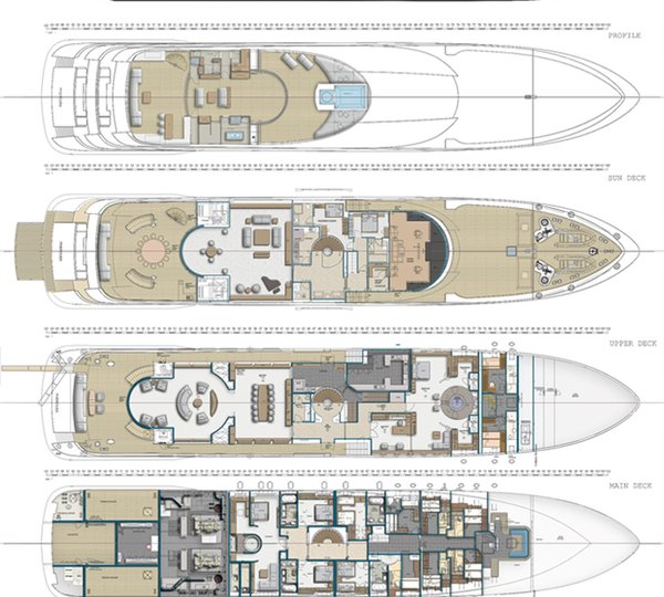 Superyacht Pherousa layout - Image courtesy of Nereids Yachts