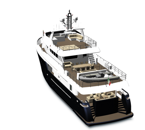 The Darwin Class 95 superyacht - rear view