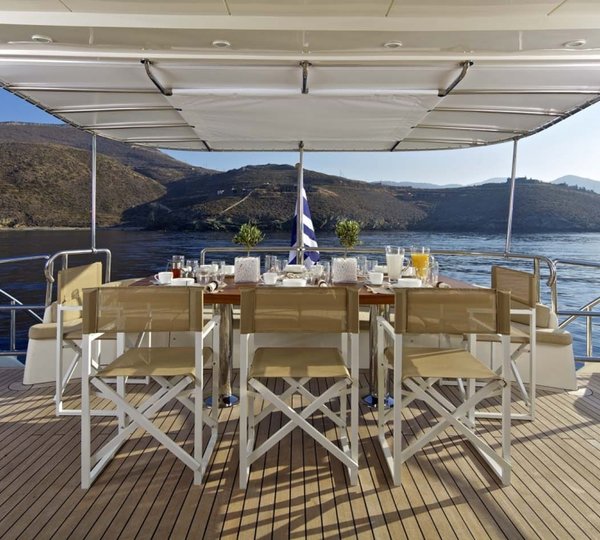 Yacht SANJANA -  Aft Deck Dining