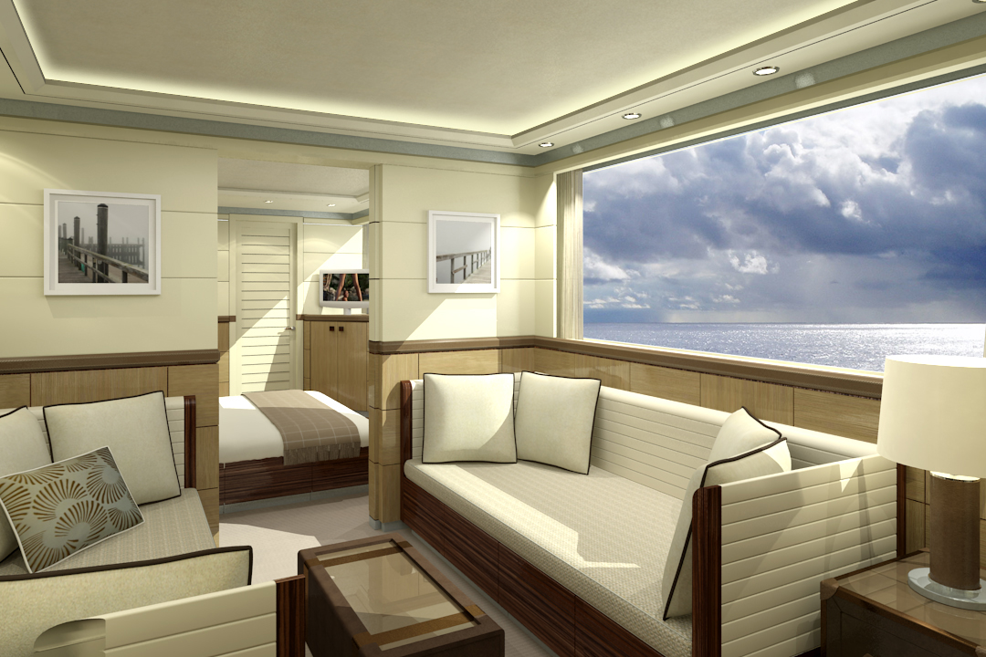 Interior of the 33m Curvelle Quaranta Superyacht - Image Courtesy Curvelle Yachts