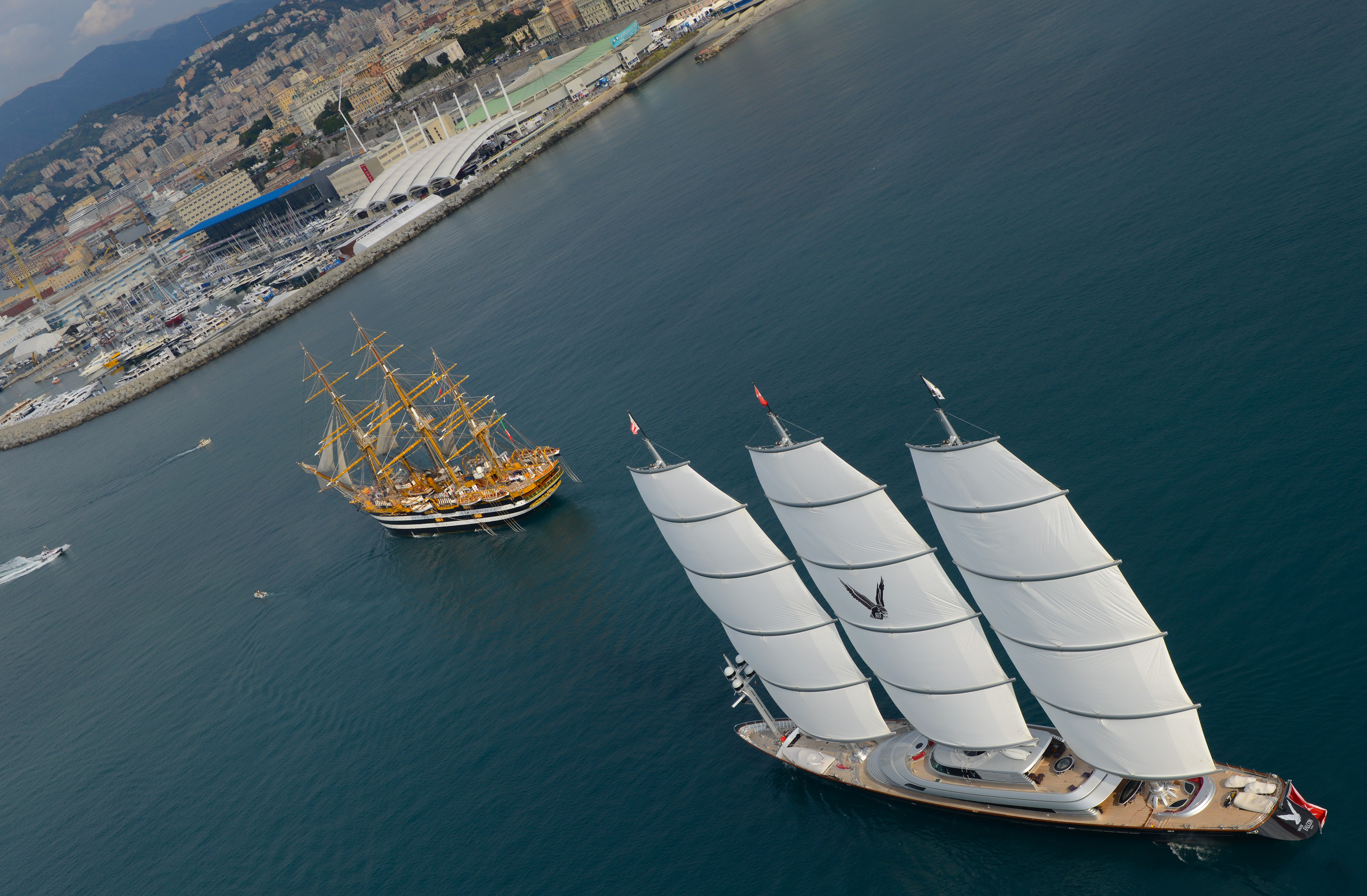 Maltese Falcon superyacht arriving to Genoa - Genoa Boat Show 2012 - Photo by Amerigo Vespucci
