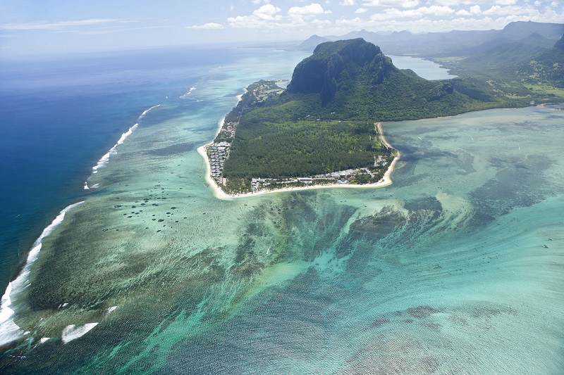 Aerial view of the beautiful Mauritius