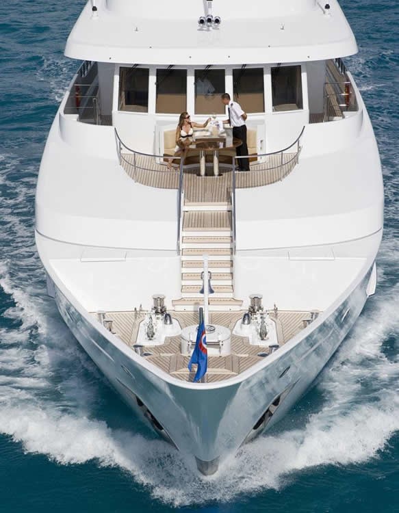 Ship's Bow On Board Yacht PERLE BLEUE