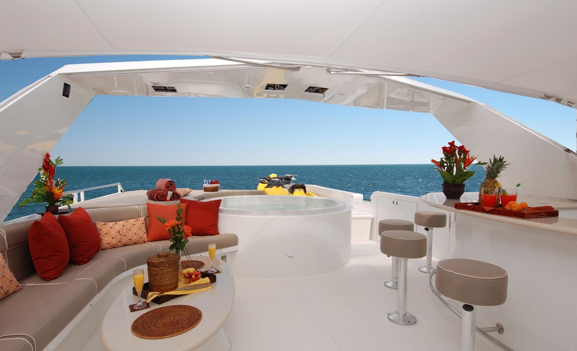 Sun Deck Drinks Bar On Board Yacht PERLE BLEUE