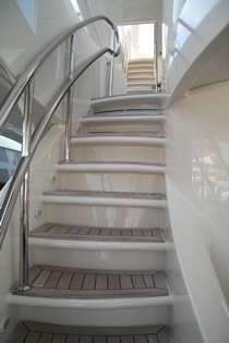 Exterior Staircase To Top Deck Aboard Yacht BLUE BREEZE