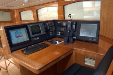 Pilot House Work Desk Aboard Yacht THIS IS US