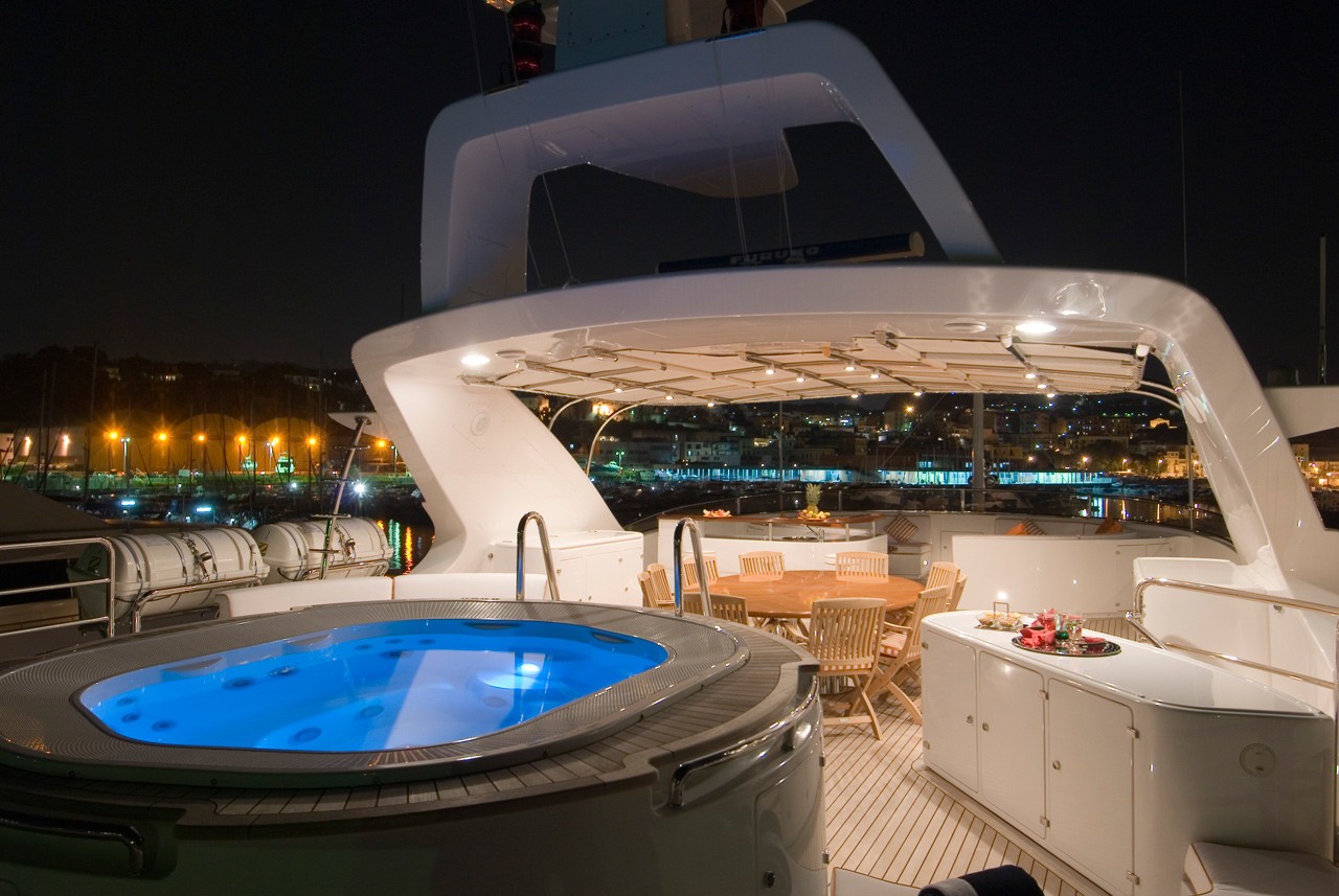 Evening: Yacht BLUE VISION's Jacuzzi Pool Captured