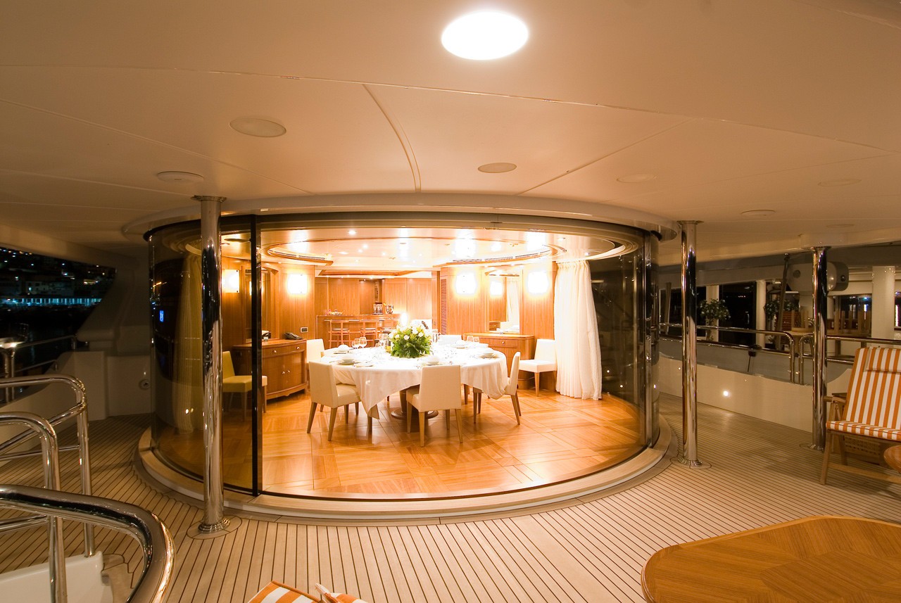 Top Deck Eating/dining Aboard Yacht BLUE VISION