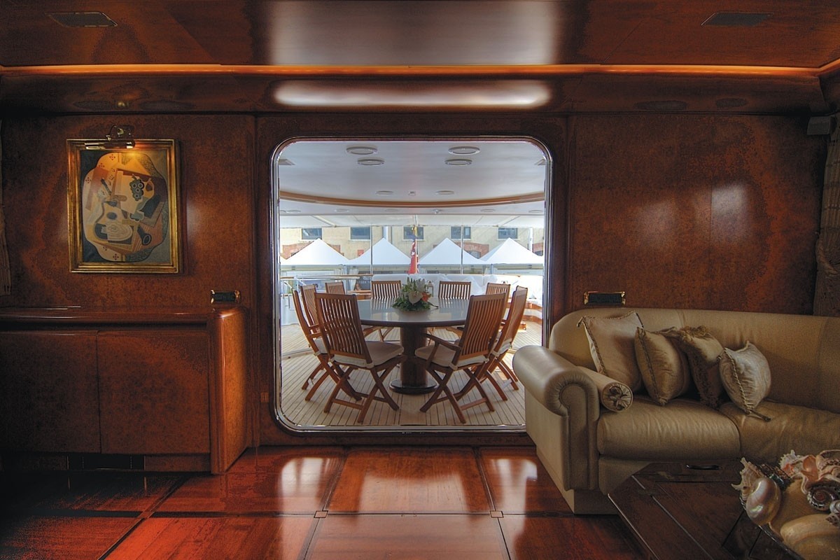 Top Deck Furniture Viewing Taken From Top Saloon On Board Yacht CD TWO