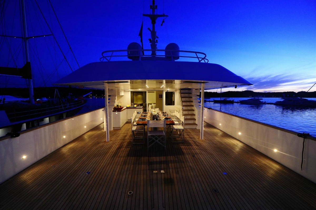 Sun Deck With Eating/dining Aboard Yacht BERZINC